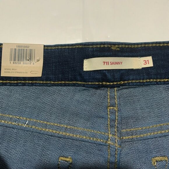Levi's 711 Women's Denim Jeans 12 31X30 Skinny Lapis Maui Breeze Mid Rise - Picture 6 of 8